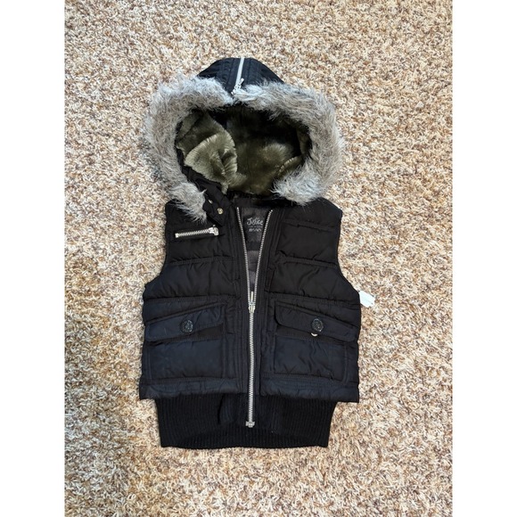 Justice Other - JUSTICE Girls 6 7 Faux Fur Hooded Puffer Vest Black